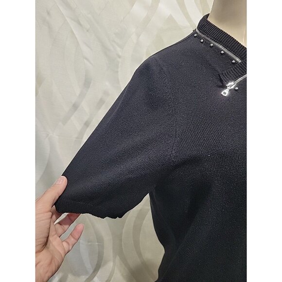 Marc Jacobs Vintage Black Studded Crew Neck Punk Alternative Cashmere Sweater - Picture 2 of 5